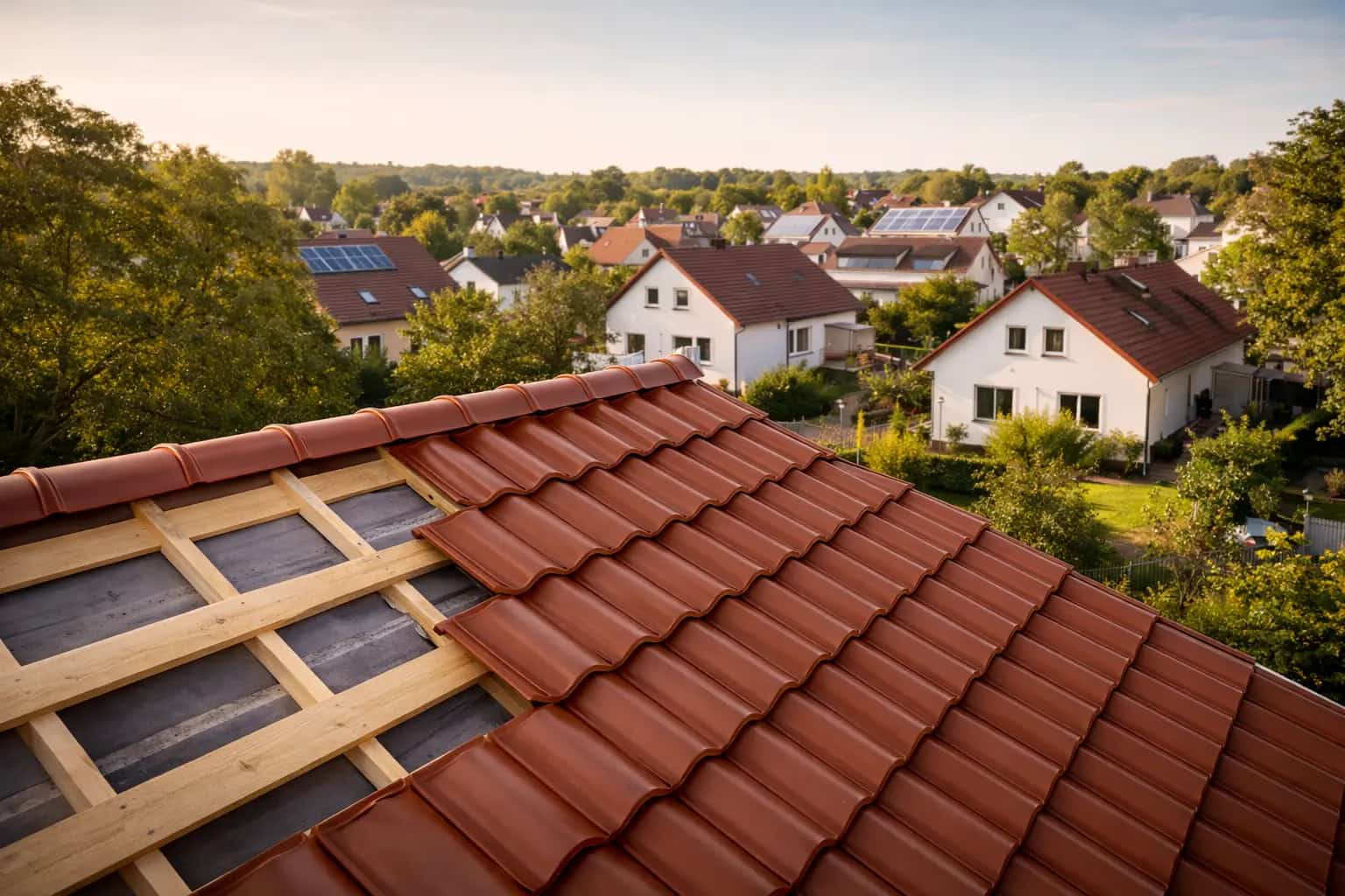 Roofing project on a home in England