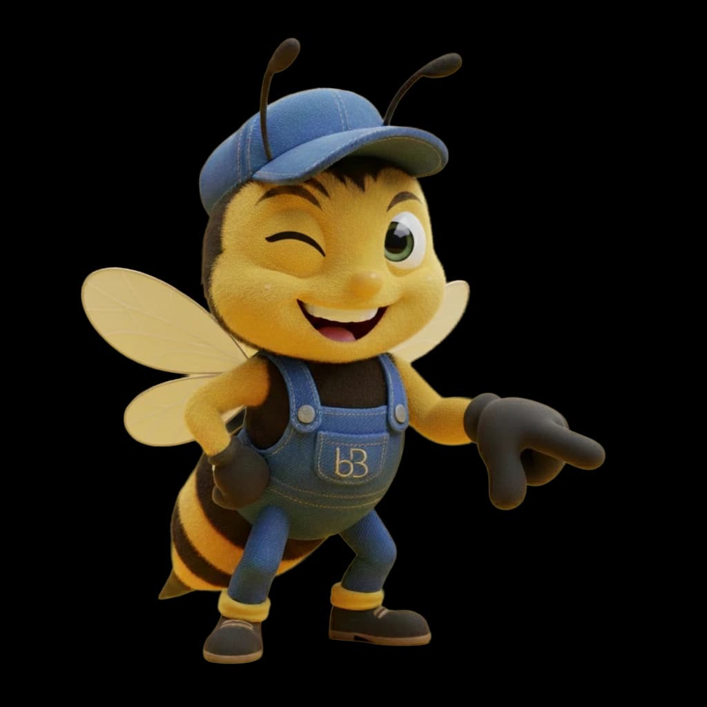 beeBAAHM mascot pointing at the three steps